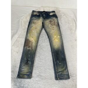 Serenede Mens Blue Distressed Skinny Jeans Size 34x33 Pants Stretch